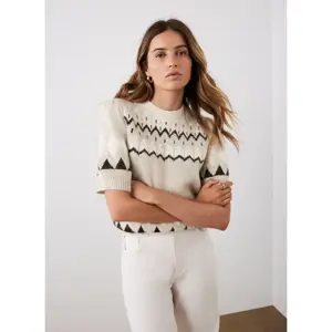 Mint Velvet Neutral Fairisle Knit Top